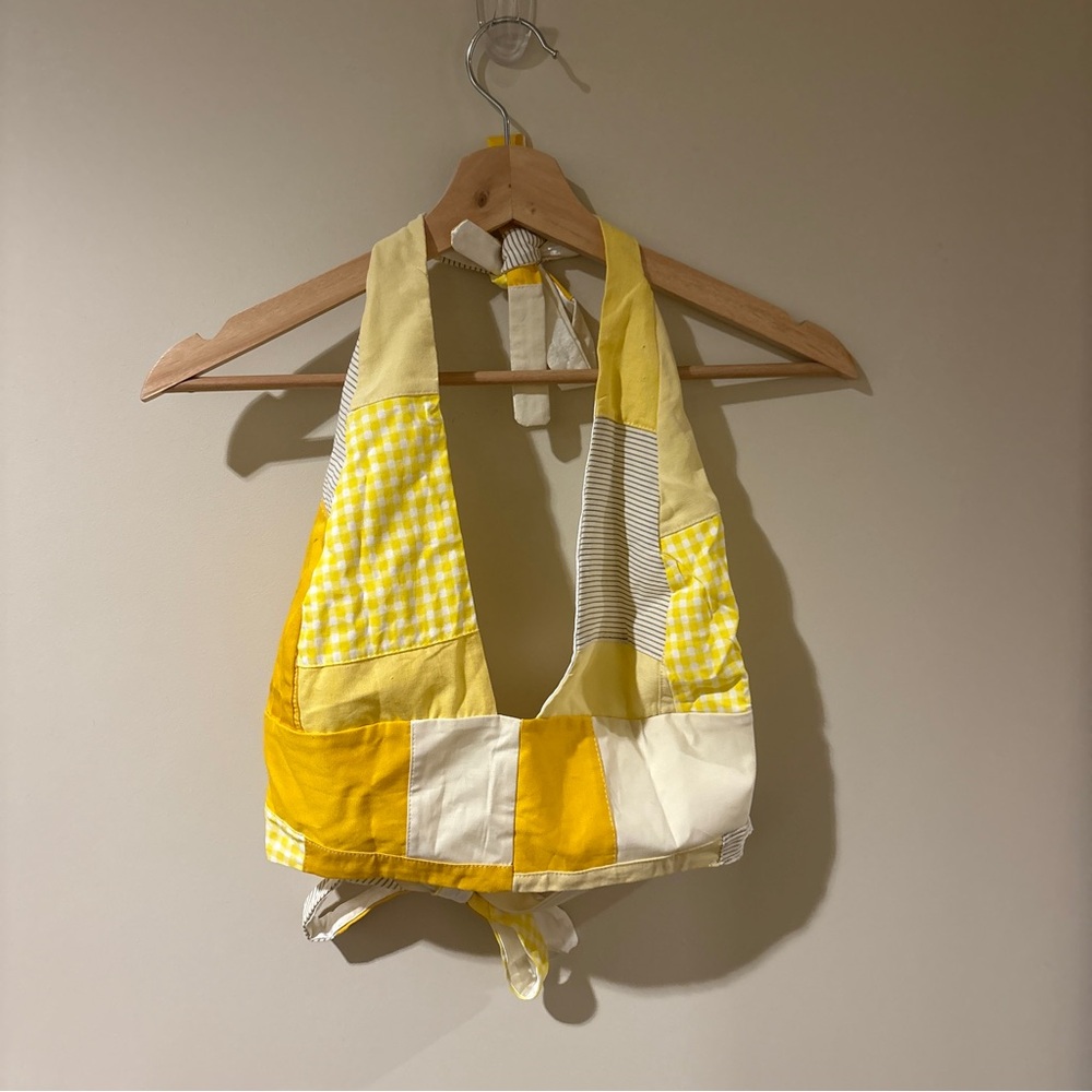 Oddli Patchwork Tie Halter Tank Top - image 1